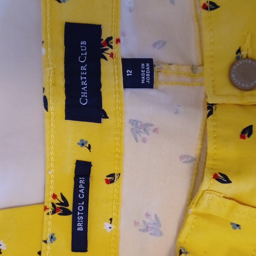 Charter Club Floret Denim Bristol Capri Pants, Primrose Yellow - Picture 9 of 11